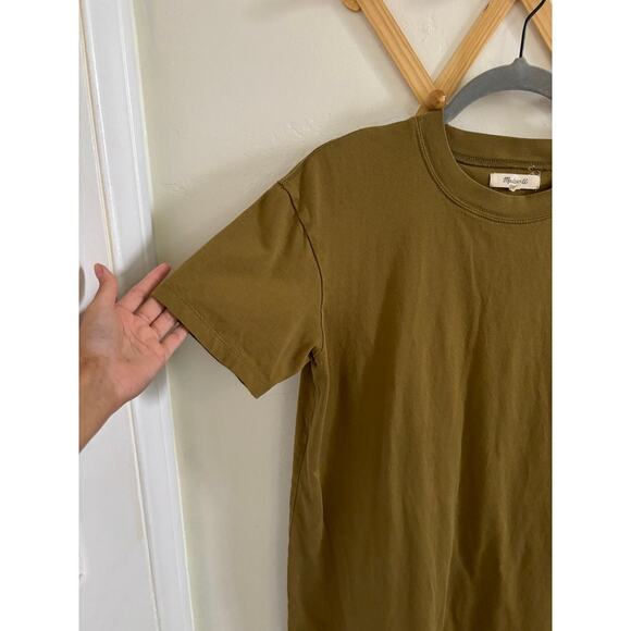 Madewell Dress Women's Small T-Shirt Mini Crew Neck Olive Green Short Sleeve - Picture 4 of 6